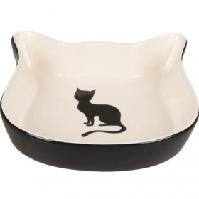 Керамична купа за котка Flamingo  NALA  220 мл 12,5 см -  с ушички и силует на котка